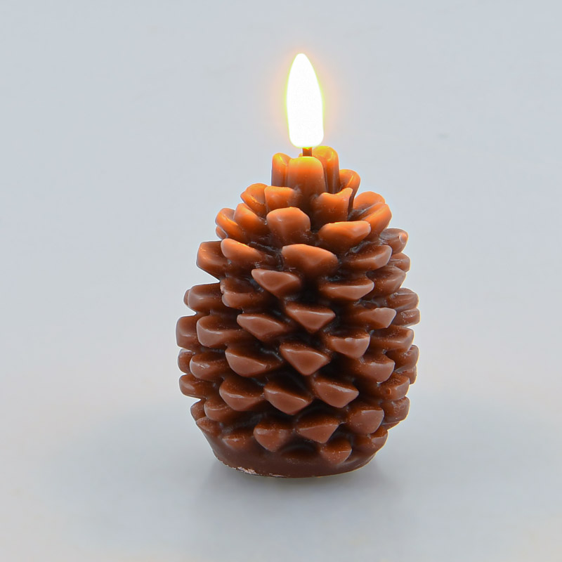 Bougie LED pomme de pin marron