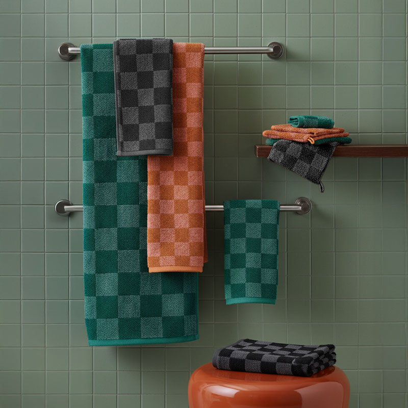 Drap de bain damier 'Jenna' vert