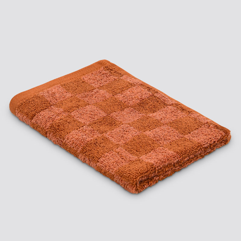 Serviette invité damier 'Jenna' terracotta