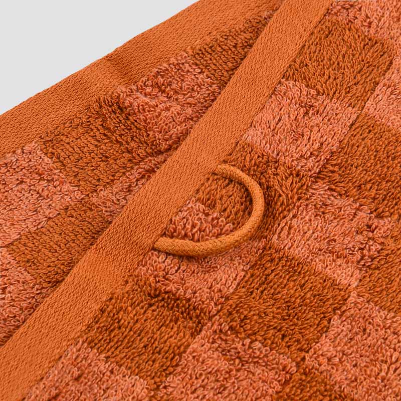 Serviette invité damier 'Jenna' terracotta