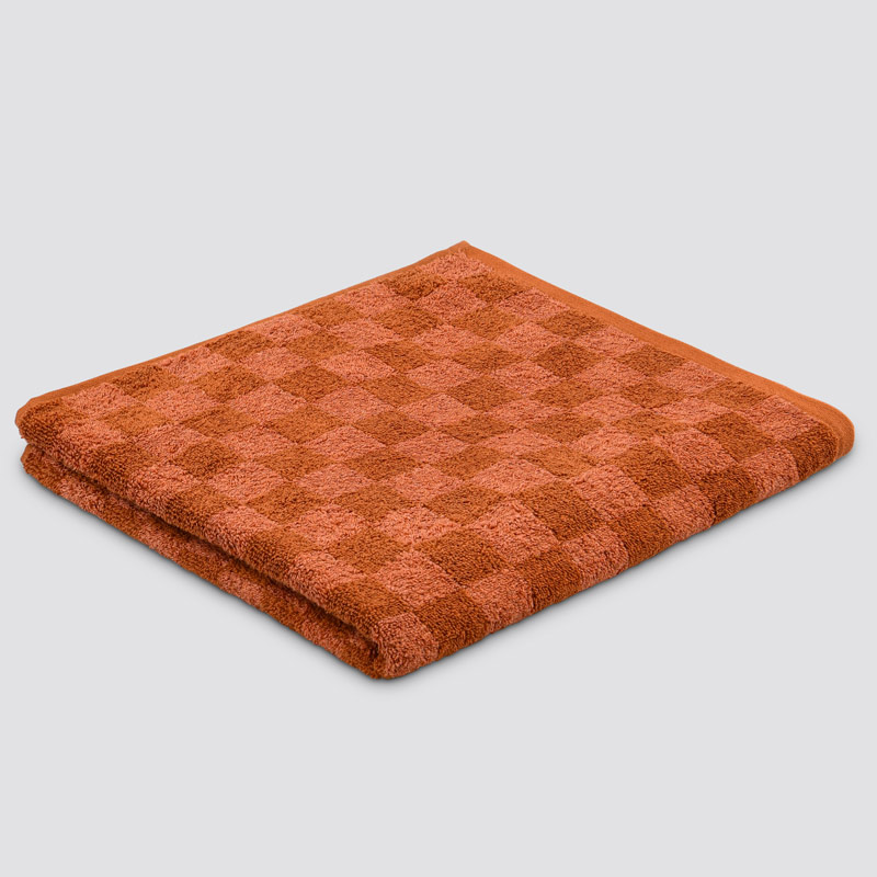 Drap de bain damier 'Jenna' terracotta