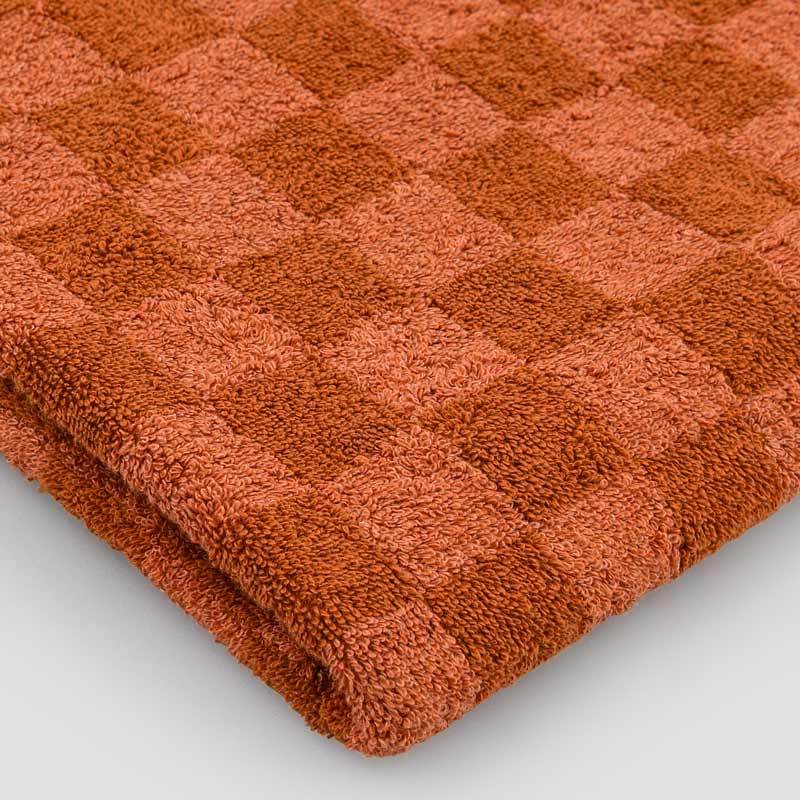 Drap de bain damier 'Jenna' terracotta