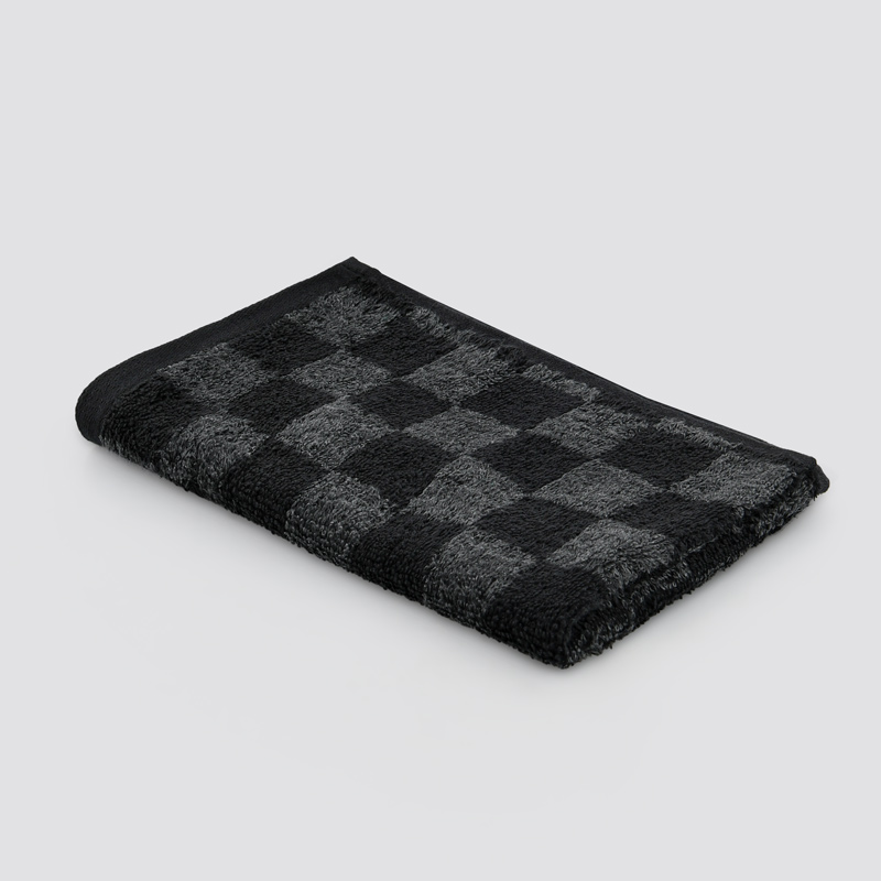 Serviette invité damier 'Jenna' noir