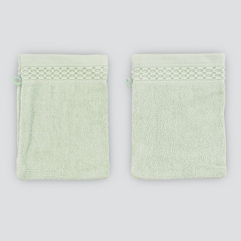Lot de 2 gants de toilette 'Eva' vert clair