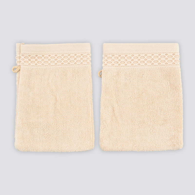 Lot de 2 gants de toilette 'Eva' crème