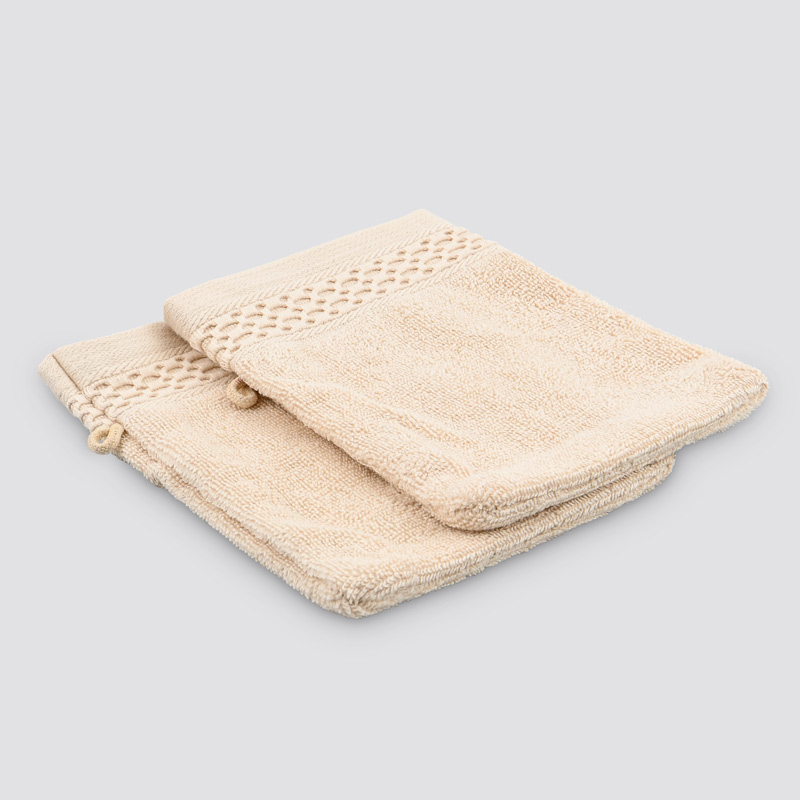 Lot de 2 gants de toilette 'Eva' crème