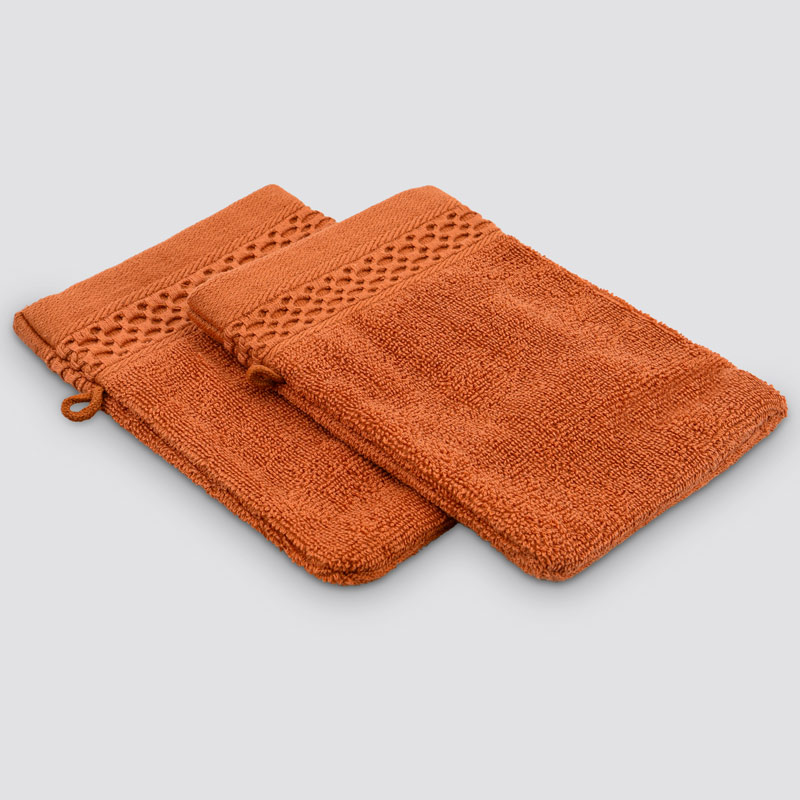 Lot de 2 gants de toilette 'Eva' terracotta