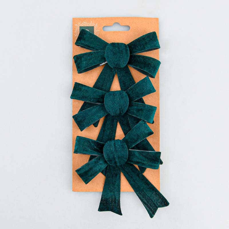 3 noeuds imitation velours vert