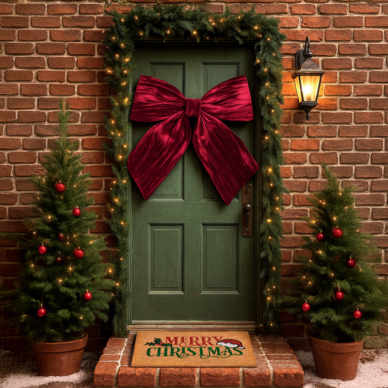 Noeud imitation velours rouge 