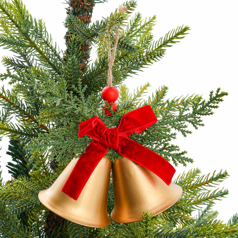 Cloches avec noeud de Noël à suspendre