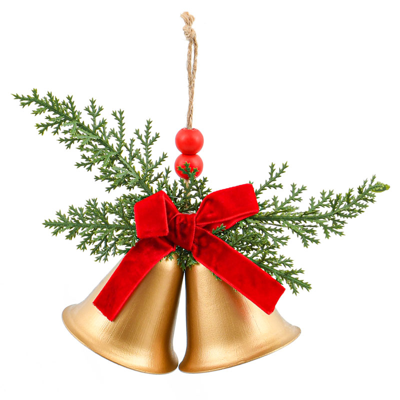 Cloches avec noeud de Noël à suspendre
