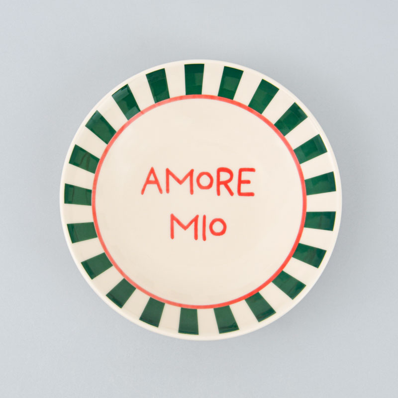 Assiette multiusage rayée 'Amore Mio' verte