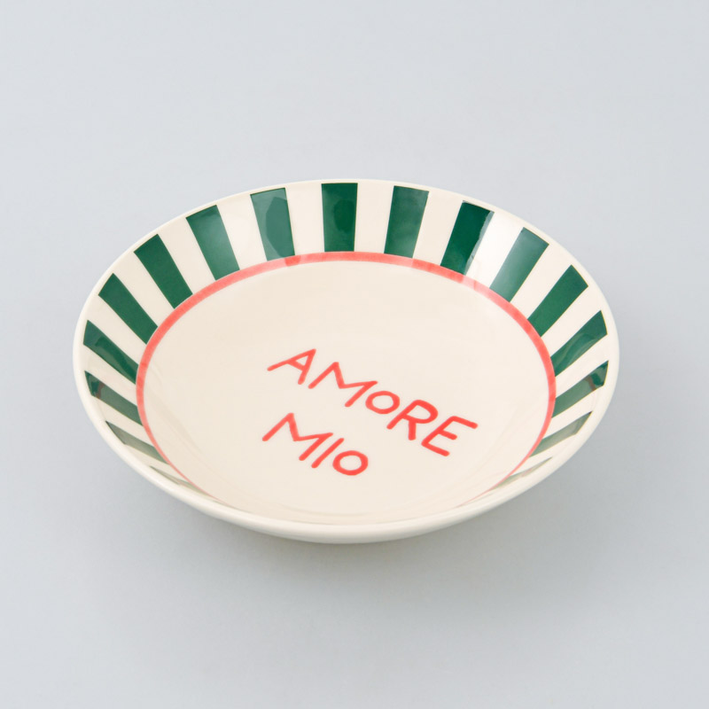 Assiette multiusage rayée 'Amore Mio' verte