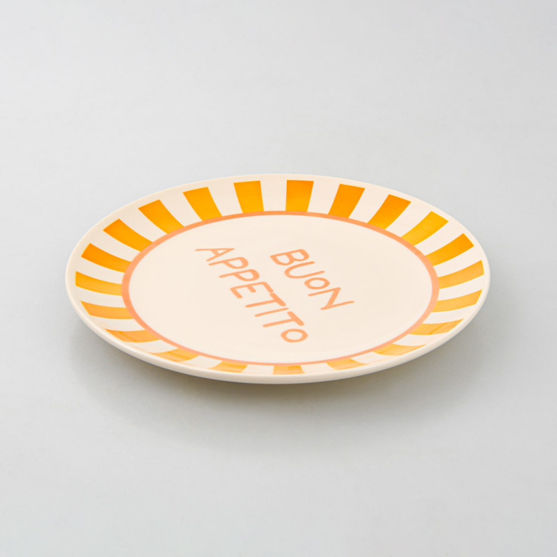 Assiette plate rayée 'Buon Appetito' jaune