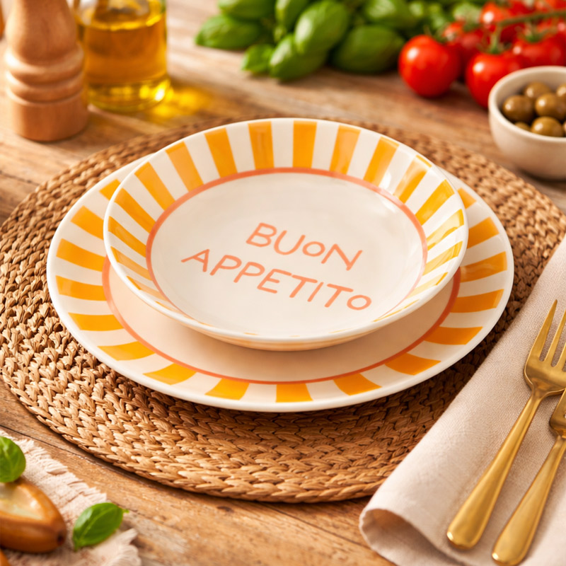 Assiette multiusage rayée 'Buon Appetito' 
