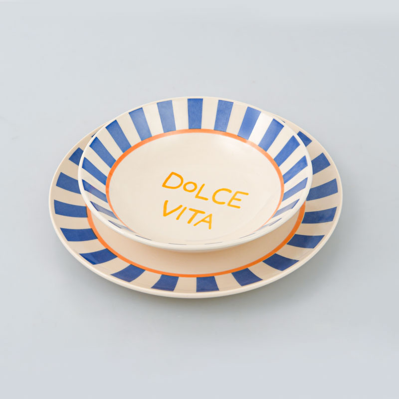 Assiette multiusage rayée 'Dolce Vita' bleue 