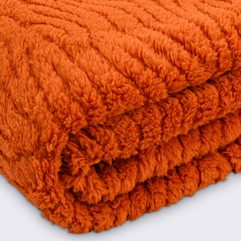 Plaid sherpa wavy 'Ondas' terracotta