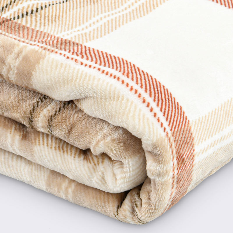 Plaid flanelle 'Marcel' carreaux beige 