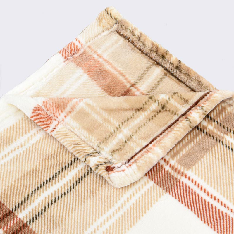 Plaid flanelle 'Marcel' carreaux beige 