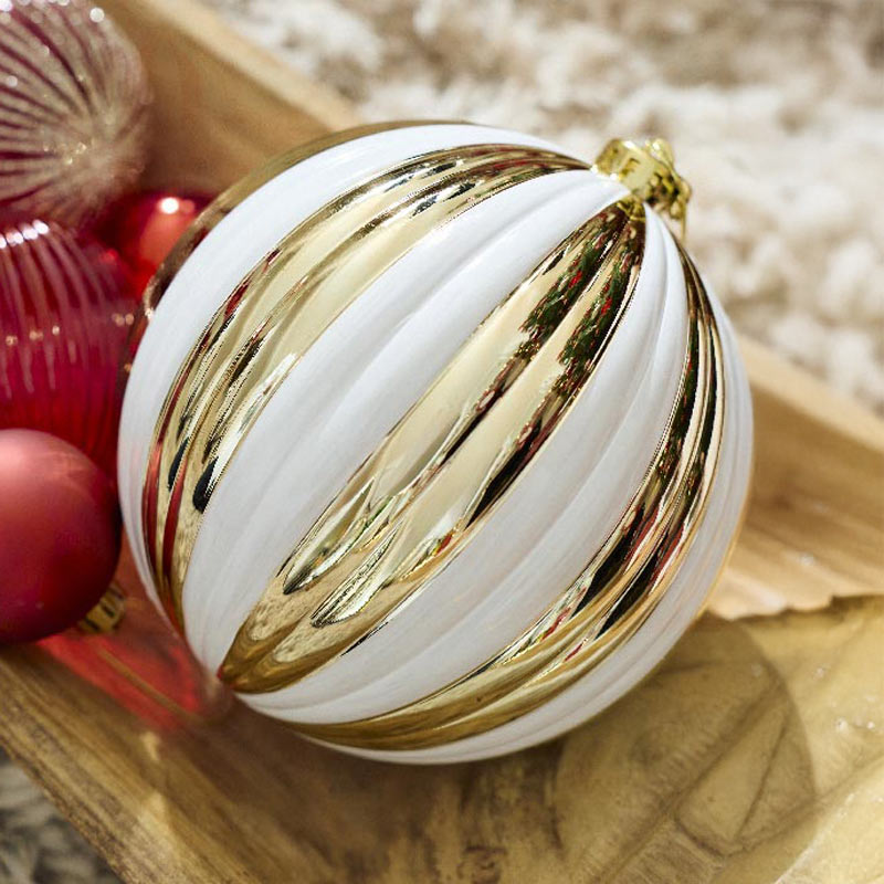 Boule rayures doré et blanc 