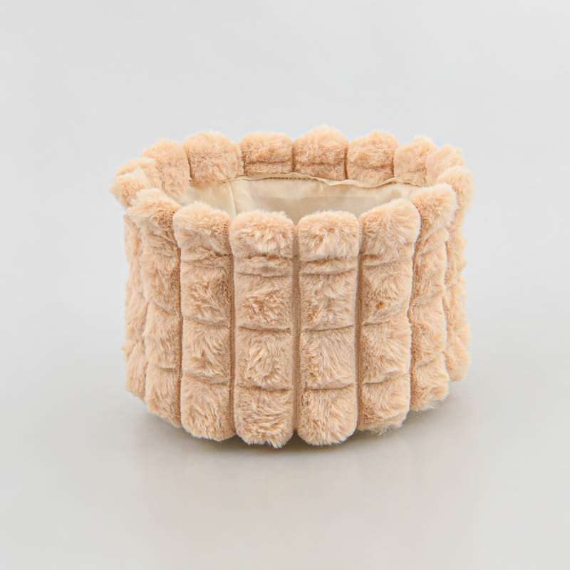 Panier rond imitation fourrure blanc 