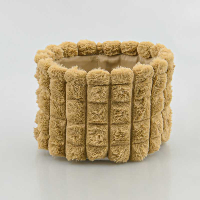 Panier rond imitation fourrure beige