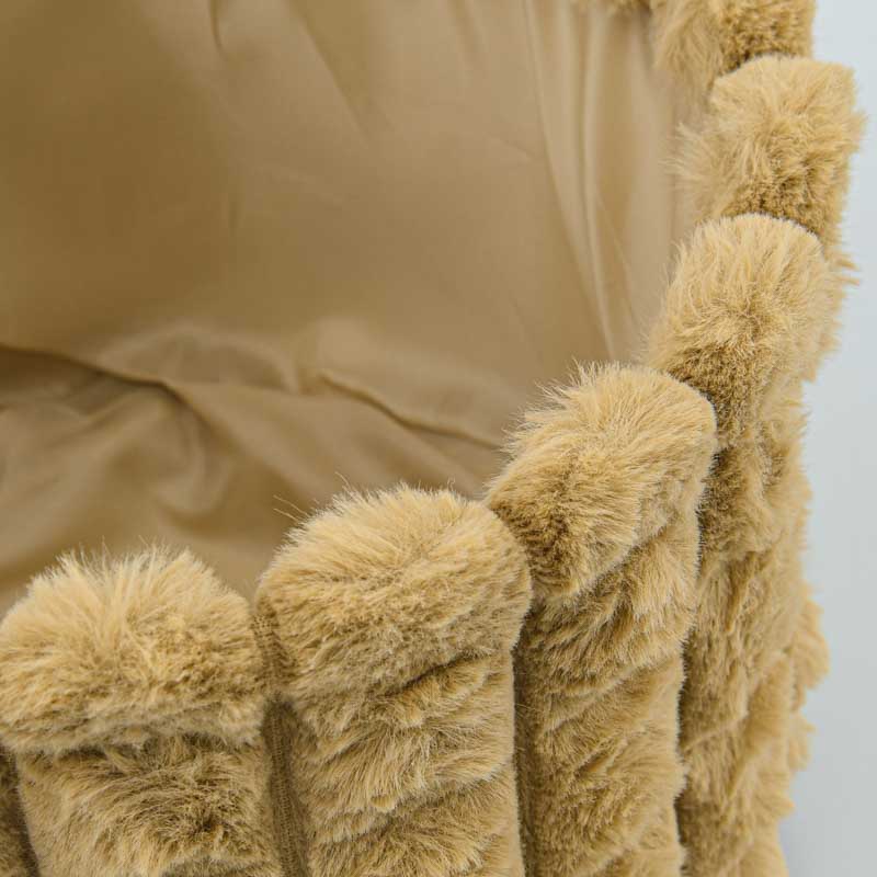 Panier rond imitation fourrure beige
