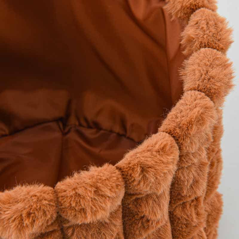 Panier rond imitation fourrure marron