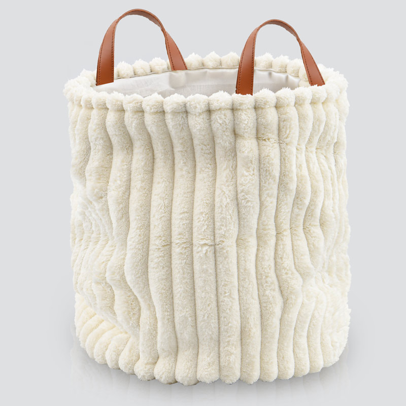Panier de rangement imitation fourrure blanc