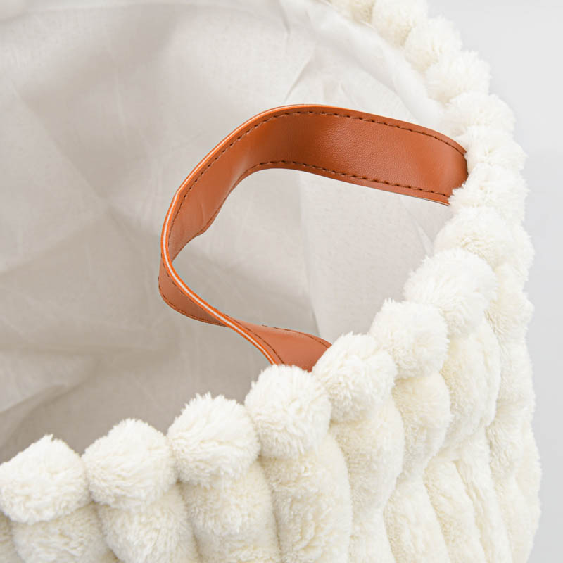 Panier de rangement imitation fourrure blanc