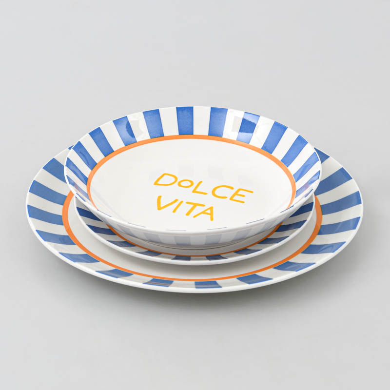 Service 18 pièces 'Dolce Vita' bleu et jaune 