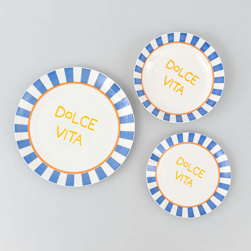 Service 18 pièces 'Dolce Vita' bleu et jaune 