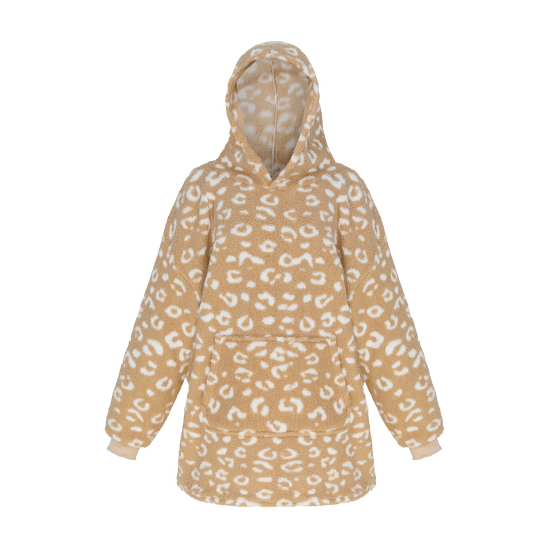 Pull plaid sherpa imprimé léopard beige blanc