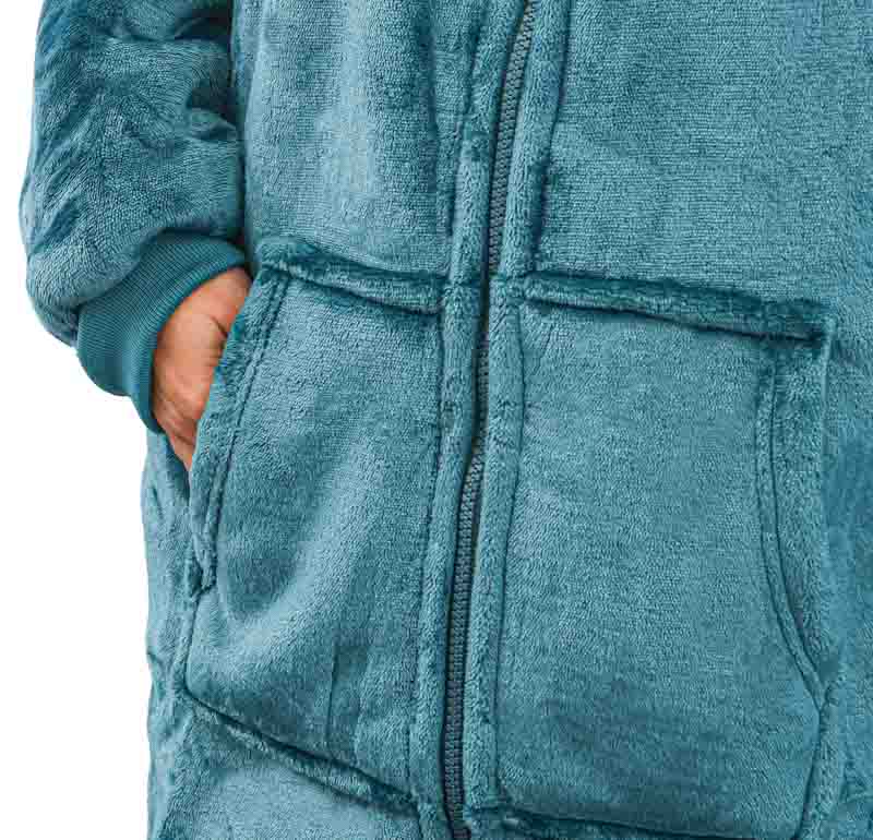 Pull plaid zippé bleu