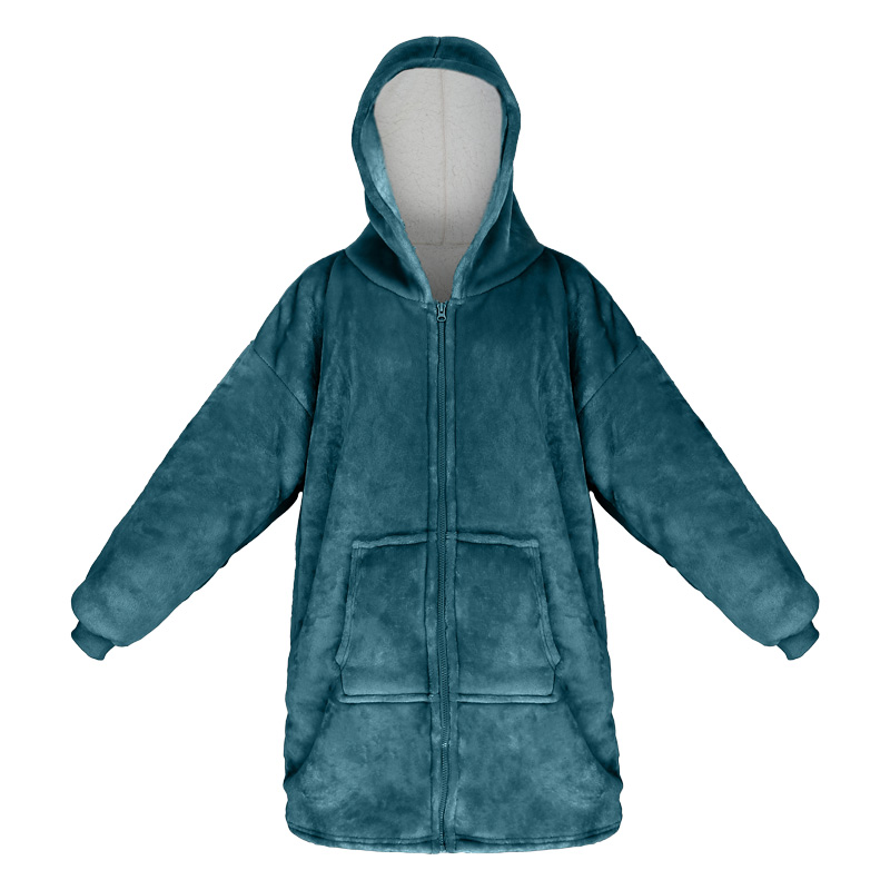 Pull plaid zippé bleu