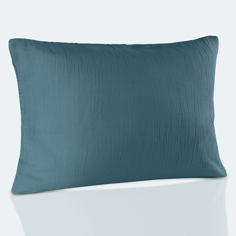Taie oreiller gaze de coton 'Idylle' bleu