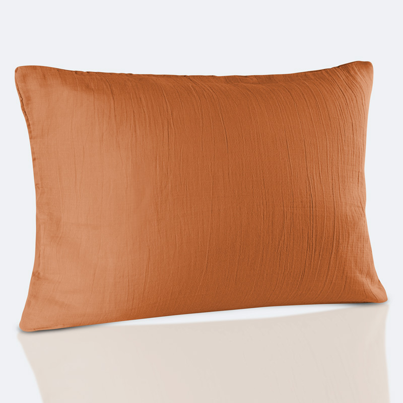 Taie oreiller gaze de coton 'Idylle' rouille