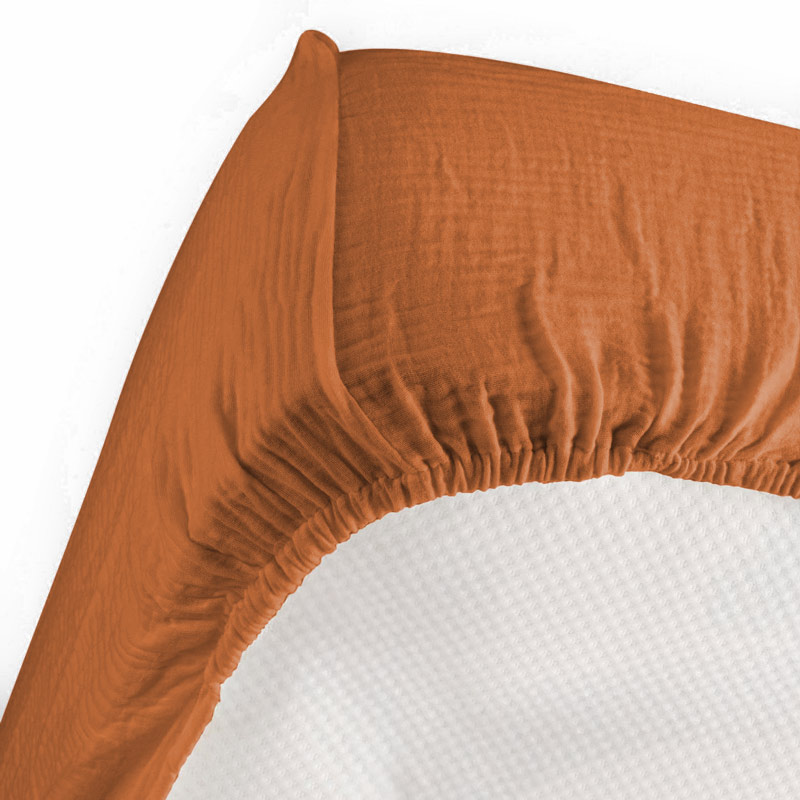 Drap housse 'Idylle' sienne