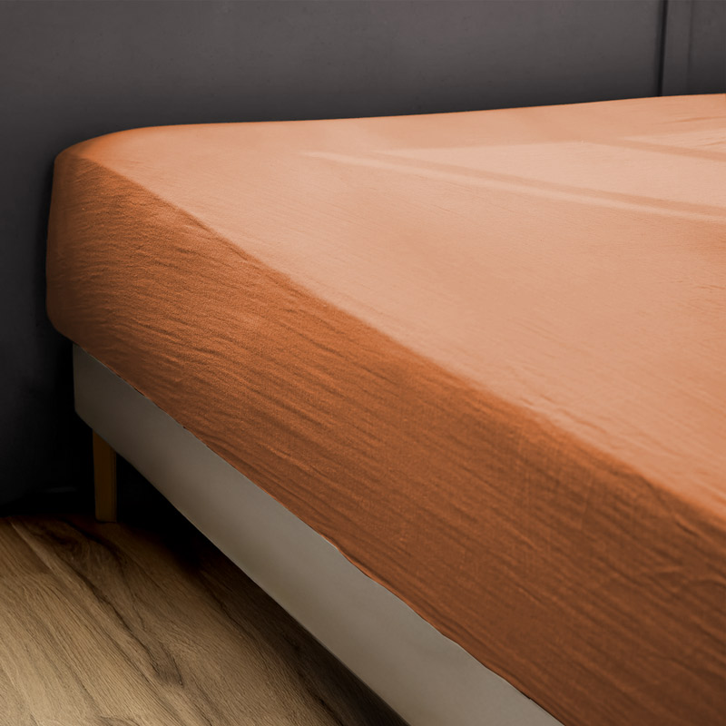 Drap housse 'Idylle' sienne