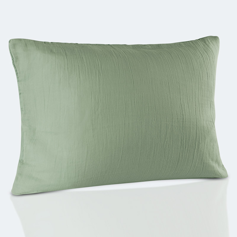 Taie oreiller gaze de coton 'Idylle' vert 