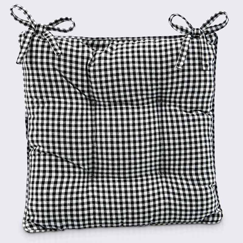 Coussin de chaise vichy 'Gustave' anthracite