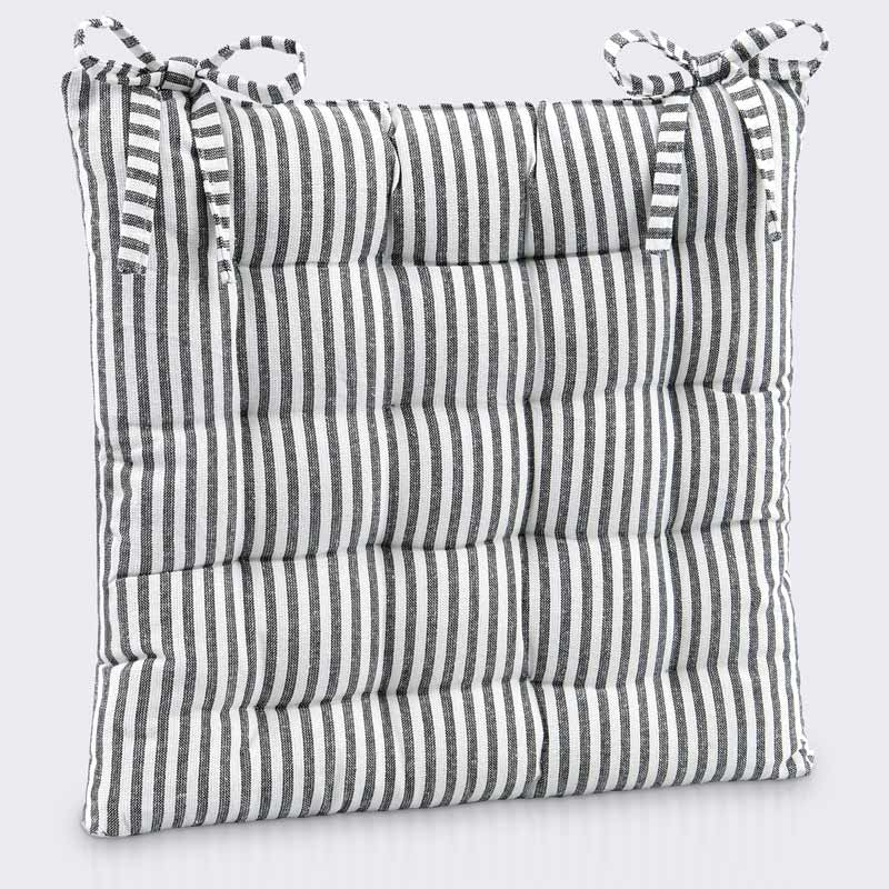 Coussin de chaise rayures 'Léon' anthracite