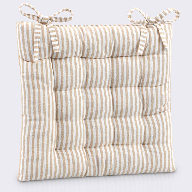 Coussin de chaise rayures 'Léon' beige