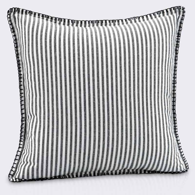 Coussin à rayures anthracite 'Léon'