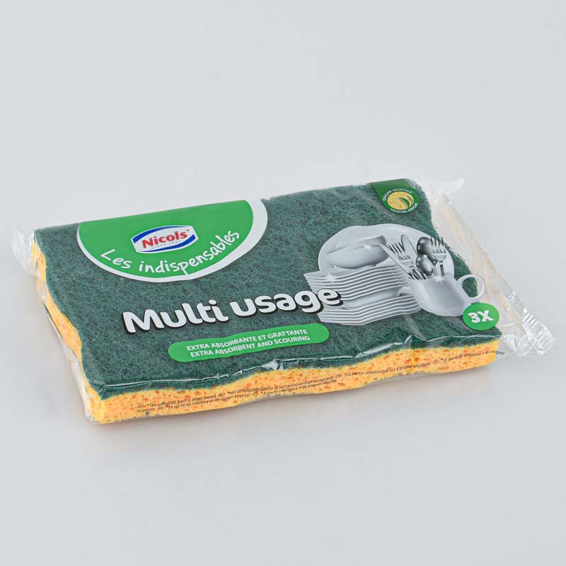 Lot de 3 éponges bi-couches multi usage