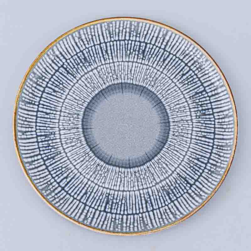 Assiette plate 'Santorini' bleue et grise