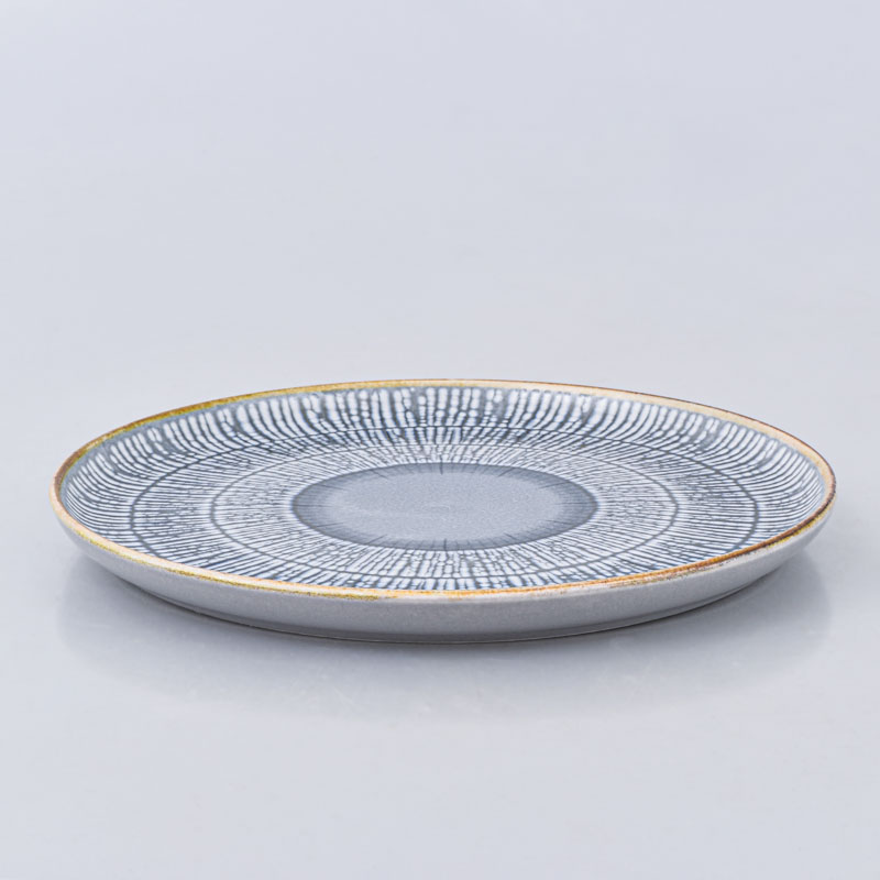 Assiette plate 'Santorini' bleue et grise