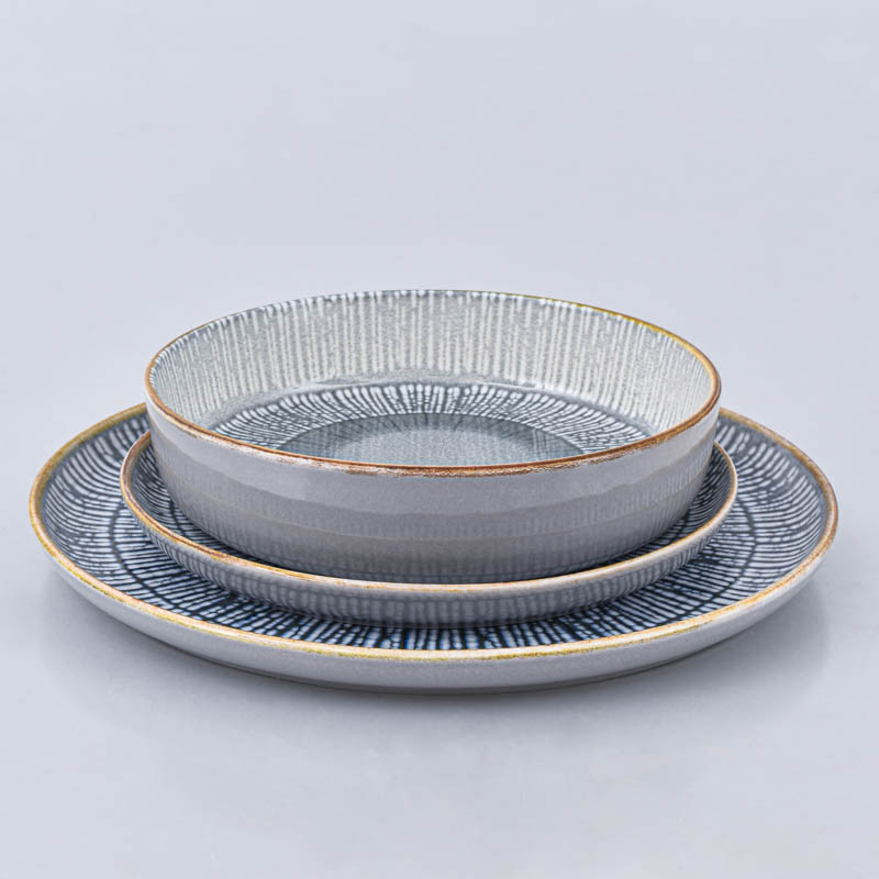 Assiette à dessert 'Santorini' bleue grise