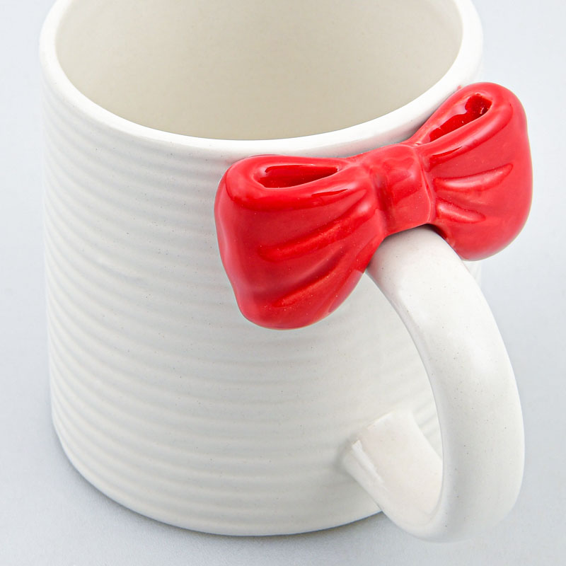 Mug 'Noeud' blanc et rouge 38cl 