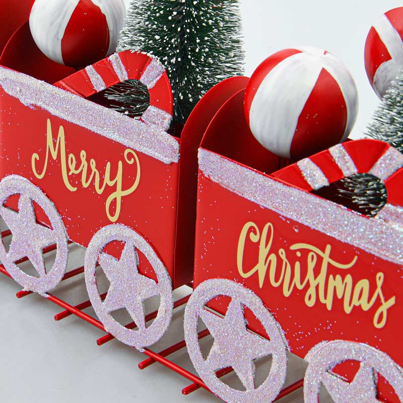 Train de Noël métal rouge